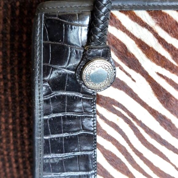 Vintage Brighten Hair on Hide Zebra and Croc Print with Silver Grommets Tote Bag - Picture 3 of 13